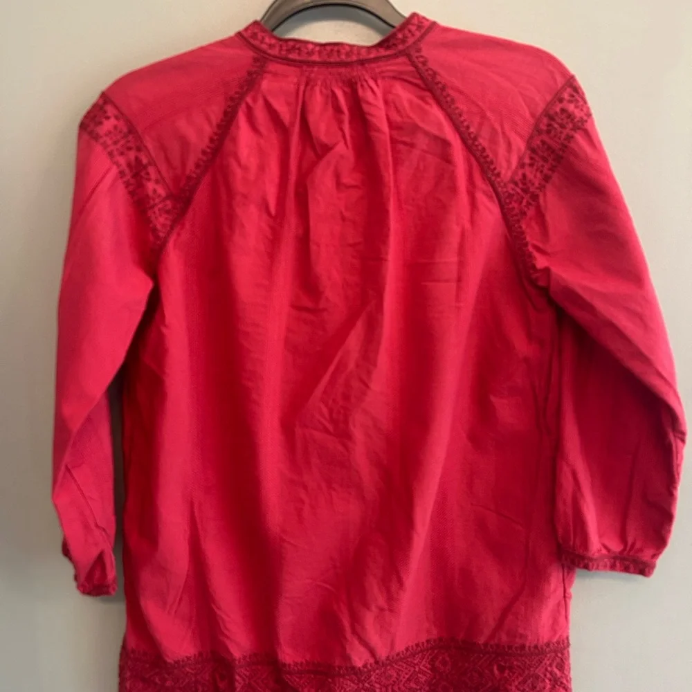 Madewell red Camelia Embroidered Tassel Tunic Size XS 100% cotton